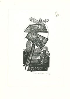 Ex Libris Lajos - Woodcut - Mid-20th Century