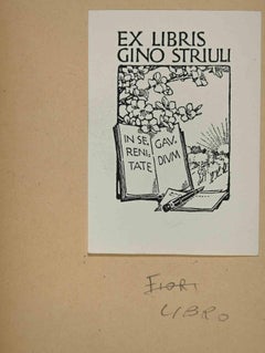 Ex-Libris – Libris Gino Striuli – Holzschnitt – Holzschnitt – Mitte des 20. Jahrhunderts
