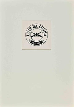 Ex Libris Luiz Da Cunha - Woodcut Print - Mid-20th Century