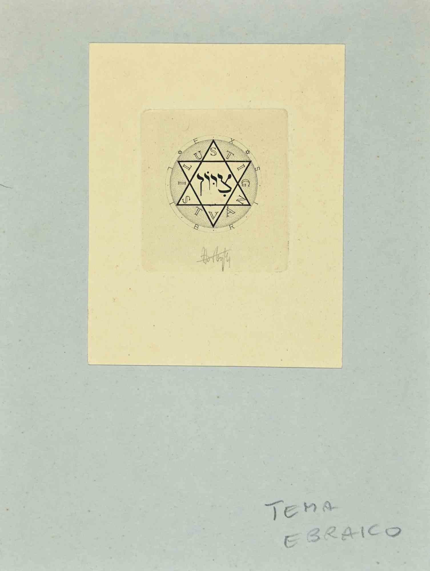 Figurative Print Unknown - Ex Libris - Lustig  Istvan - Milieu du XXe siècle