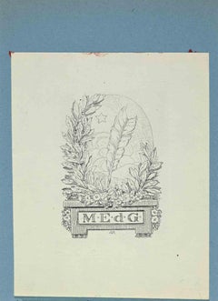 Ex Libris - M E d G - Holzschnitt - Mitte des 20. Jahrhunderts