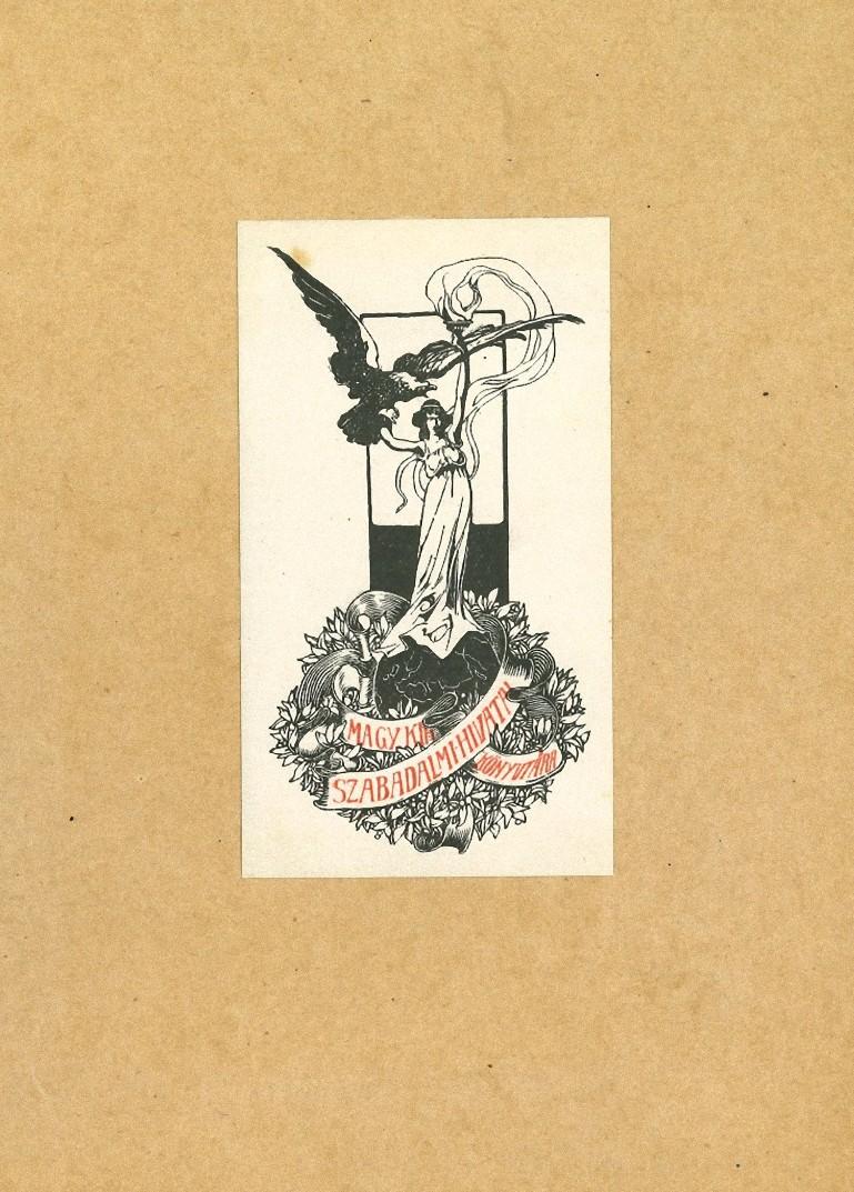 Ex Libris Magy Kia - Impression sur bois originale - Milieu du XXe siècle