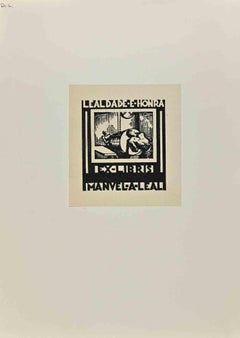  Ex Libris - Manvel-A-Leali - gravure sur bois - 1930