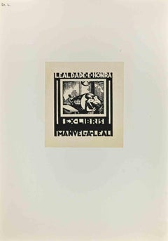  Ex Libris - Manvel-A-Leali - gravure sur bois - 1948