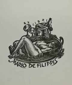 Ex-Libris - Mario de Filippis - Woodcut - Mid 20th Century