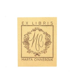 Ex Libris Marta Cinnerova - Woodcut Print - Mid-20th Century