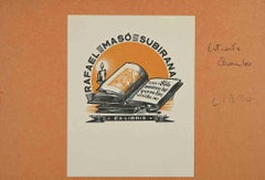 Ex-Libris - Maso Subirana - woodcut - Mid 20th Century