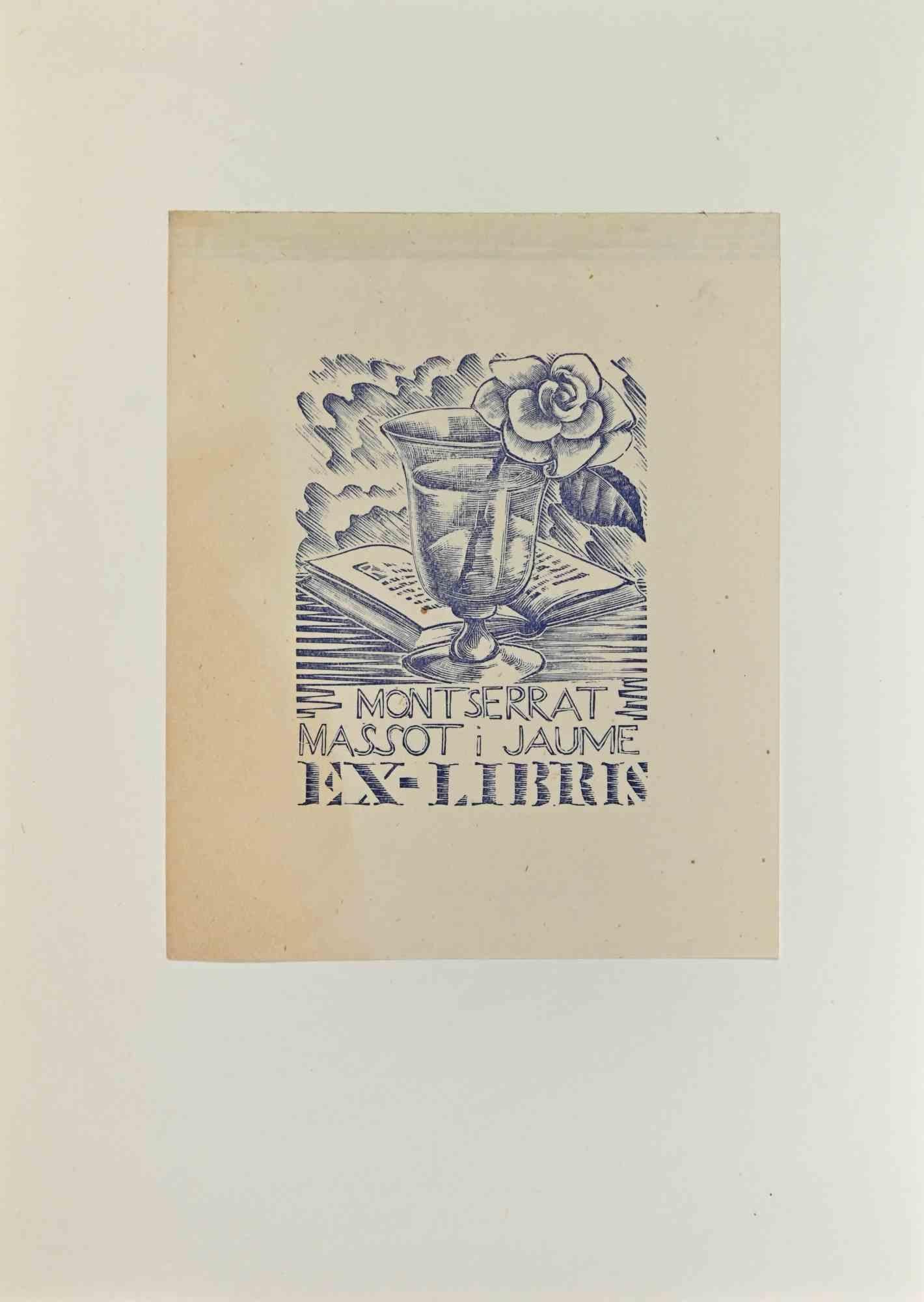Unknown Figurative Print - Ex-Libris - Montserrat Massot i Jaume - Woodcut - Mid 20th Century