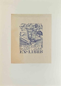 Ex-Libris – Montserrat Massot i Jaume – Holzschnitt – Mitte des 20. Jahrhunderts