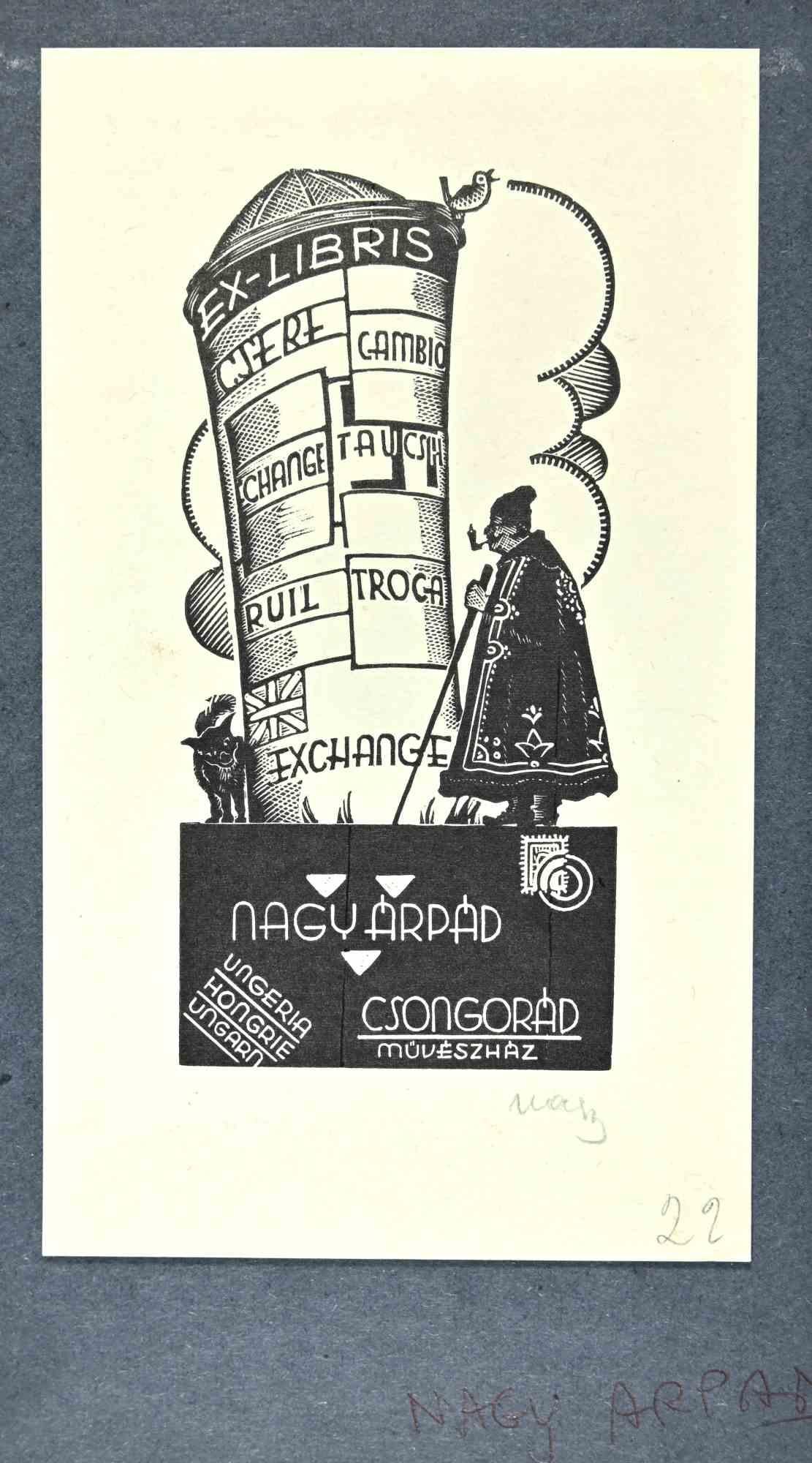 Ex Libris - Nagyarpad - Woodcut - Mid 20th Century