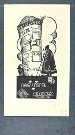 Ex Libris - Nagyarpad - Holzschnitt - Mitte des 20. Jahrhunderts