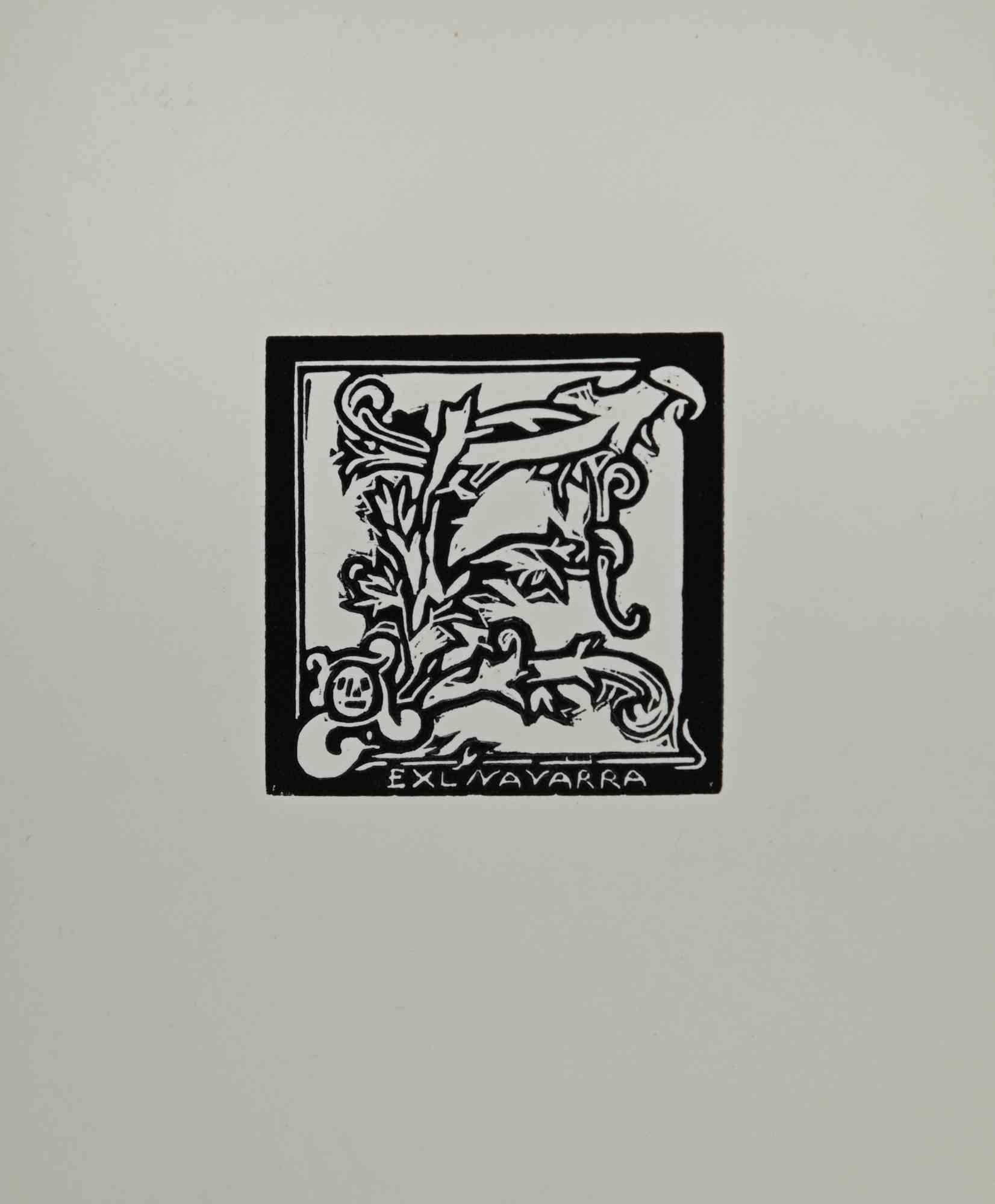 Figurative Print di Unknown - Ex-Libris - Navarra - xilografia - metà del XX secolo