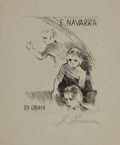 Ex-Libris – Navarra – Holzschnitt – Mitte des 20. Jahrhunderts