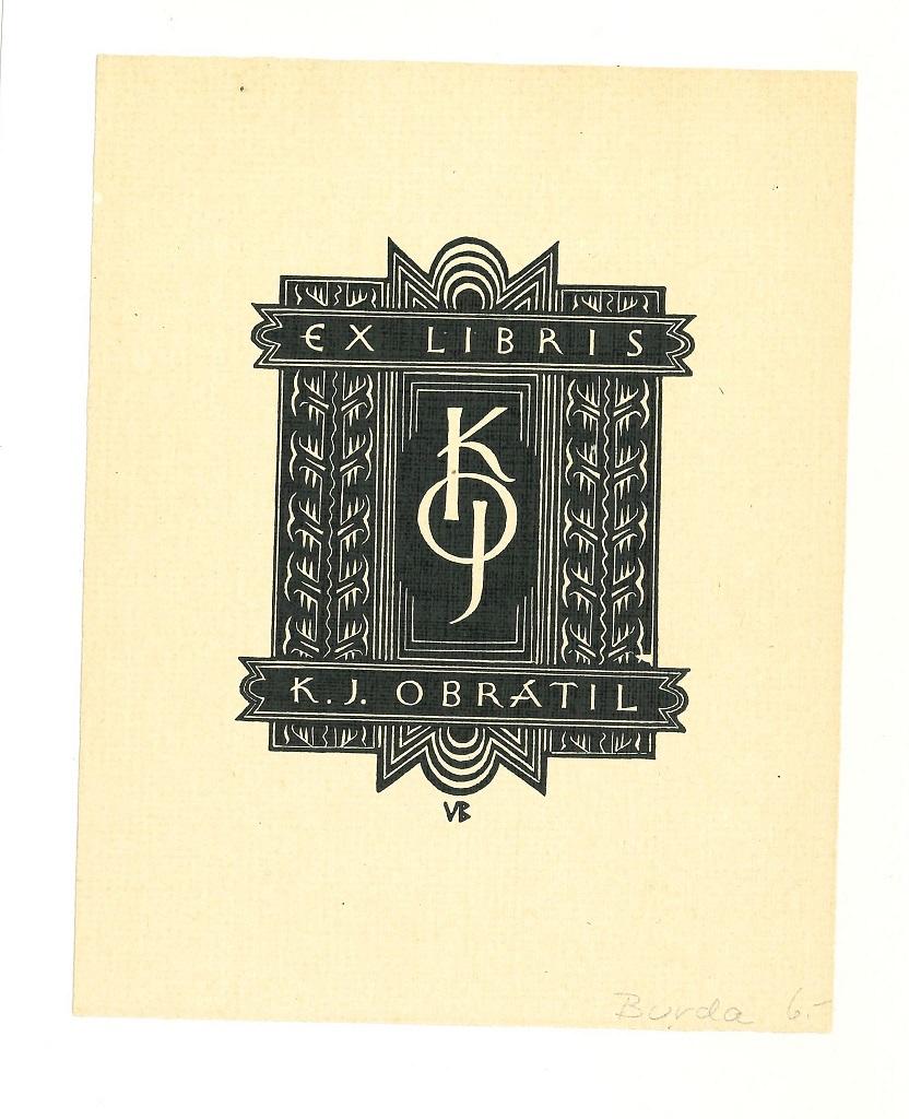 Unknown Figurative Print - Ex Libris Obratil - Woodcut Print - Mid-20th Century