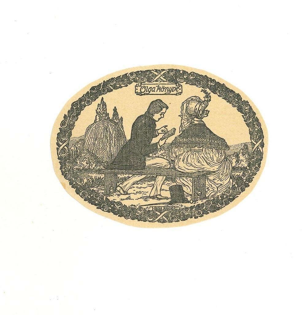 Print Unknown - Ex Libris Olga Konipe - Taille sur bois - Début du XXe siècle
