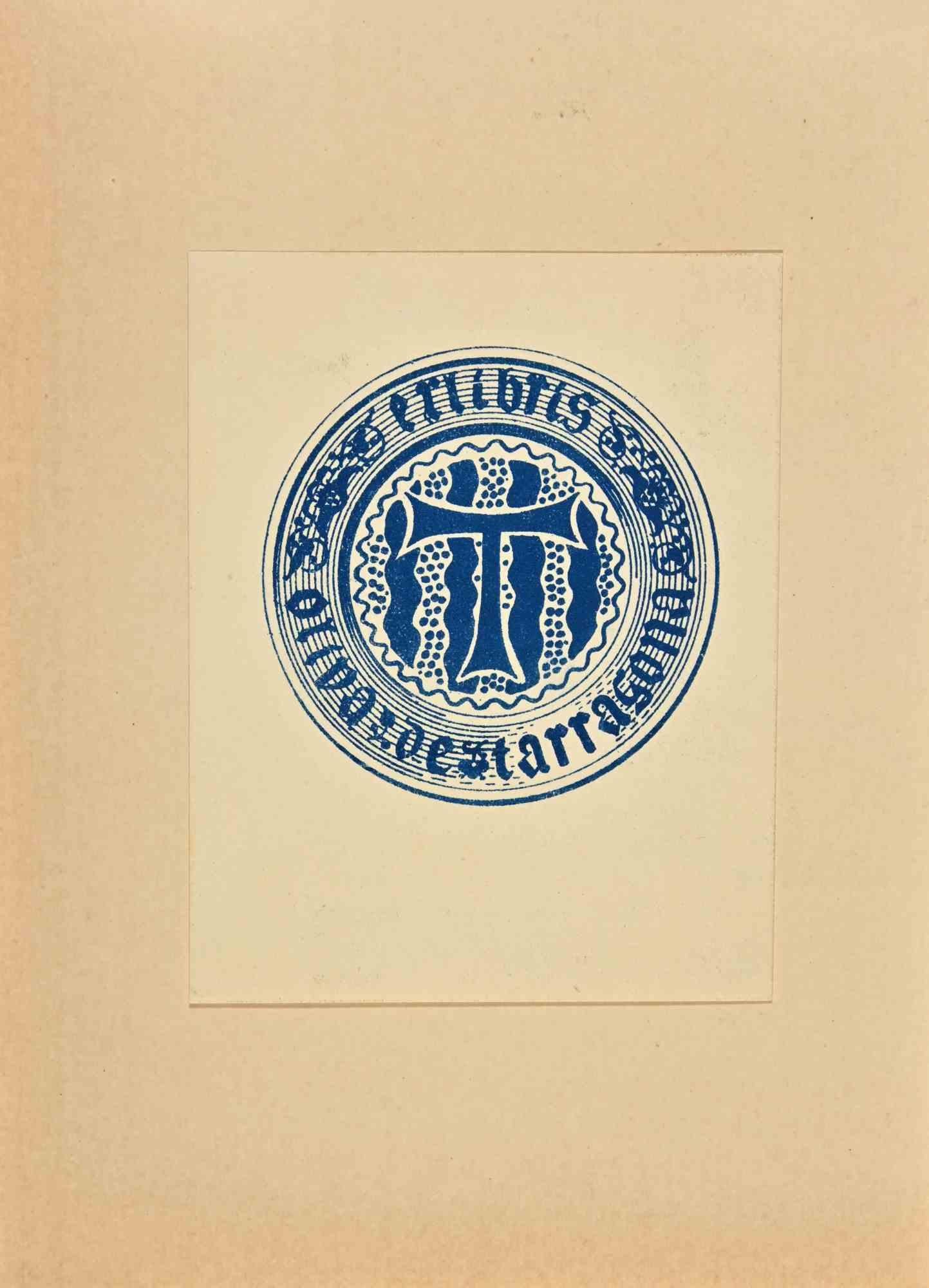 Unknown Figurative Print - Ex Libris - Oliva Destarragona - Woodcut - Mid 20th Century