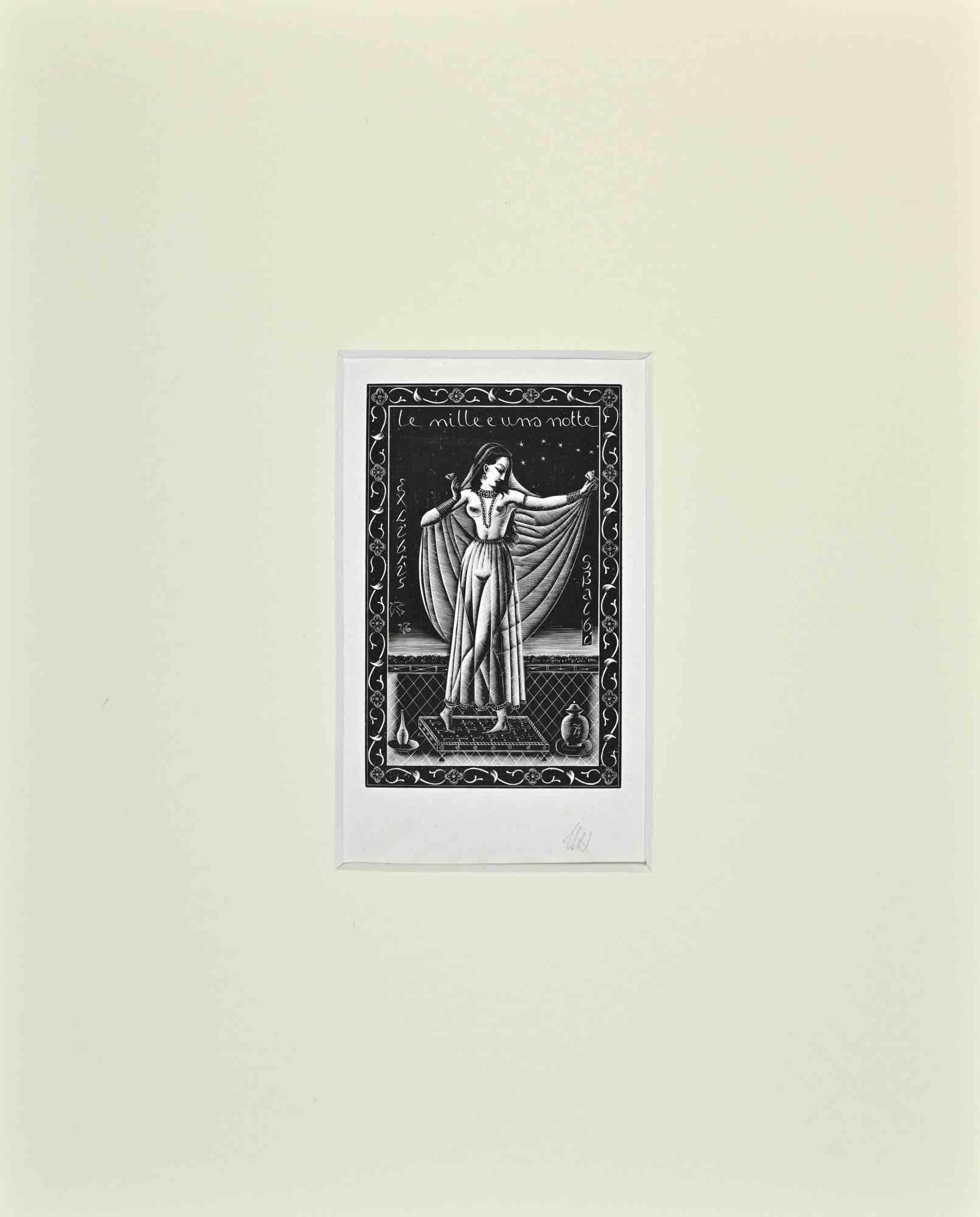 Unknown Figurative Print - Ex Libris  - One Thousand and One Nights - Mid-20th Century