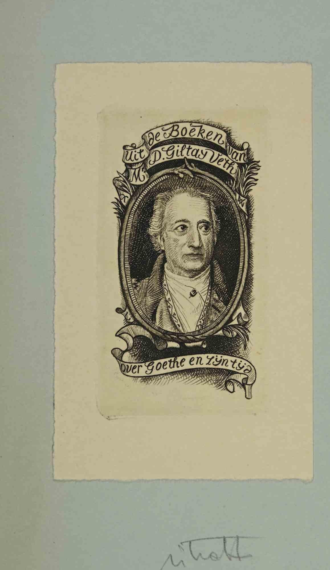 Ex-Libris - Sur Goethe - gravure sur bois - Milieu du 20e siècle