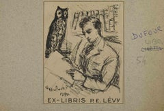 Ex-Libris - P. E. Levy - Holzschnitt - Mitte des 20. Jahrhunderts