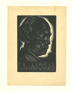 Antique Ex Libris Paderewskiego - Woodcut Print - Early 20th Century