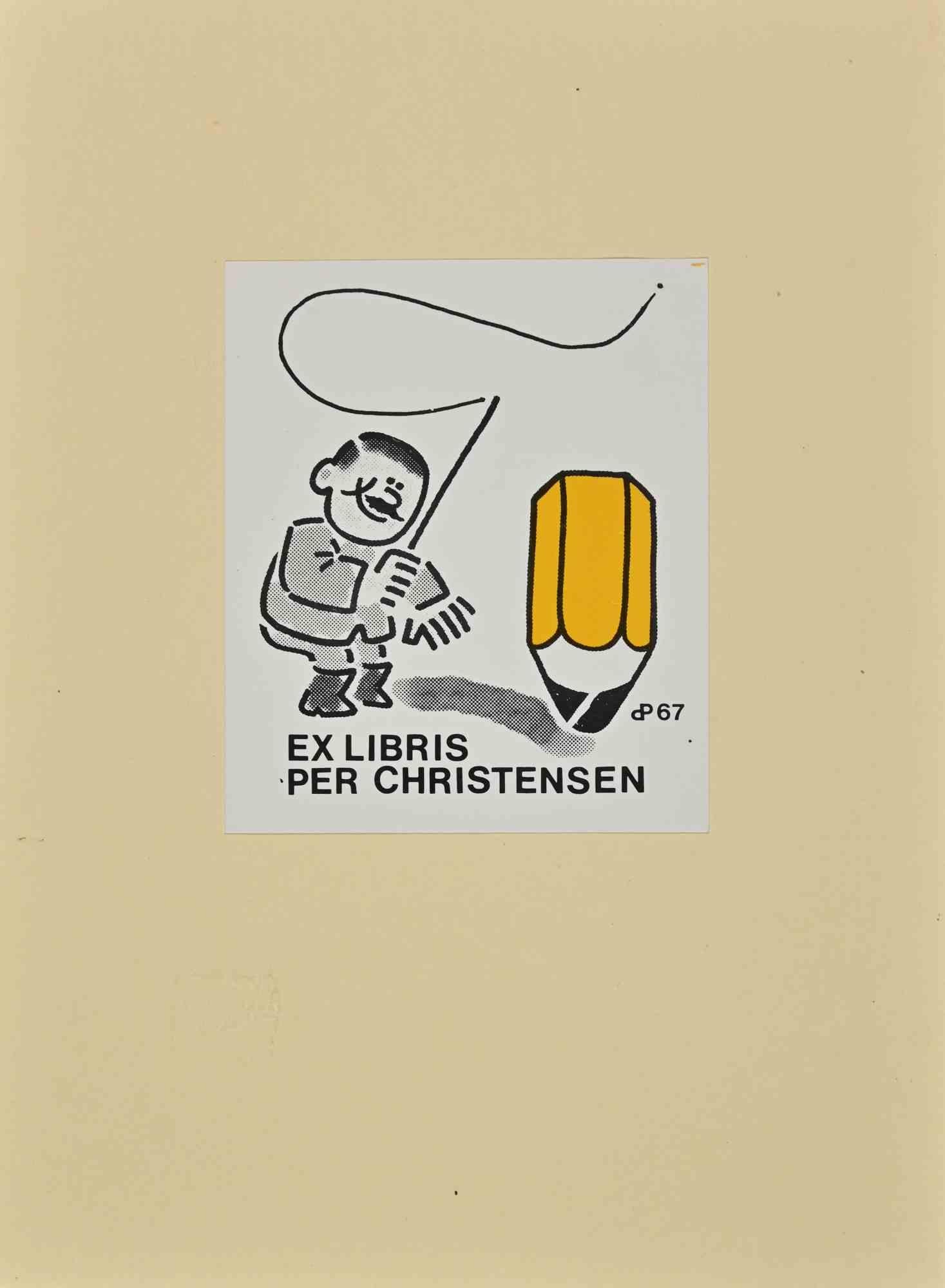 Unknown Figurative Print -  Ex Libris - Per Christensen- Lithograph- 1967