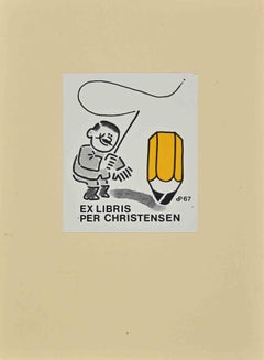 Vintage  Ex Libris - Per Christensen- Lithograph- 1967