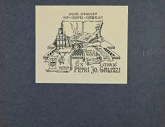 Ex-Libris - Petri Galizzi - gravure sur bois - Milieu du XXe siècle