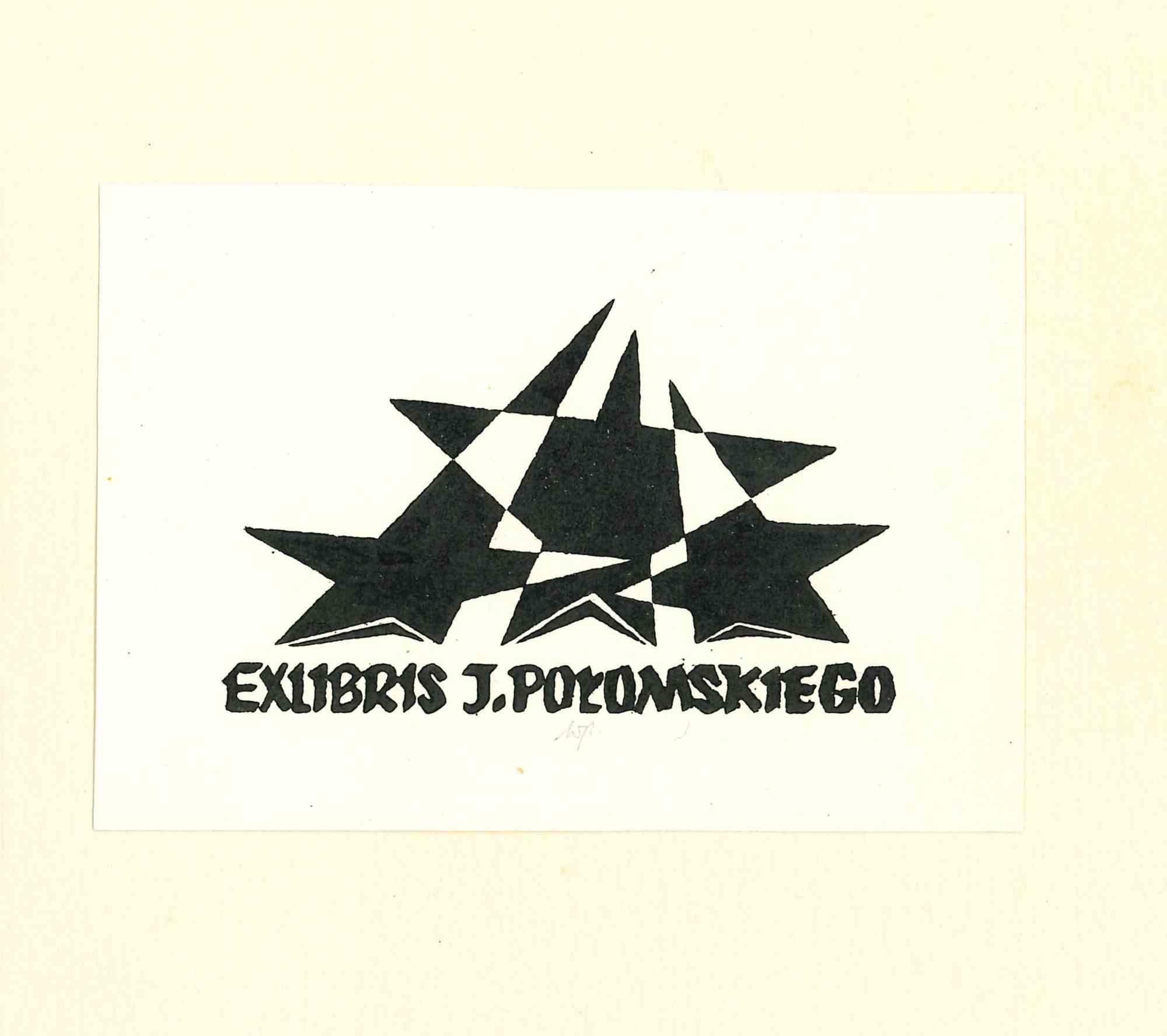 Unknown Abstract Print - Ex Libris Pokomskiego - Original Woodcut - 1940s