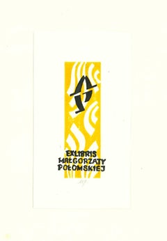 Vintage Ex Libris Potomskiej - Original Woodcut - 1940s