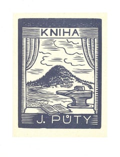 Retro Ex Libris Puty - Woodcut Print - Mid-20th Century