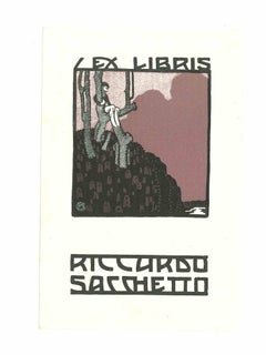 Ex Libris Riccardo Sacchetto - Original Woodcut - Mid-20th Century