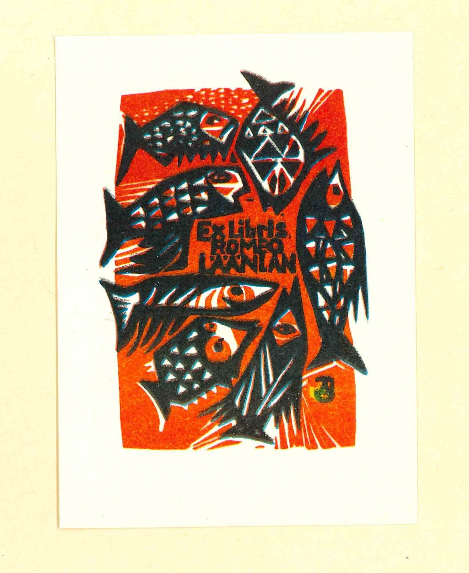 Unknown Figurative Print – Romeo Laanlan von Libris – Original Holzschnitt – 1940er Jahre