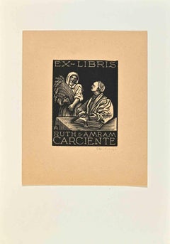Ex-Libris  - Ruth Amram Carciente - Woodcut - Mid 20th Century