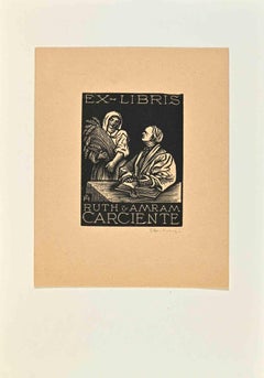 Ex-Libris  - Ruth Amram Carciente - Woodcut - Mid 20th Century