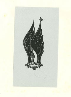 Retro Ex Libris Rymarz - Original Woodcut Print - Mid-20th Century