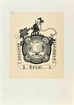 Ex-Libris  Santiago Rosal Camprodor – Holzschnitt – Mitte des 20. Jahrhunderts
