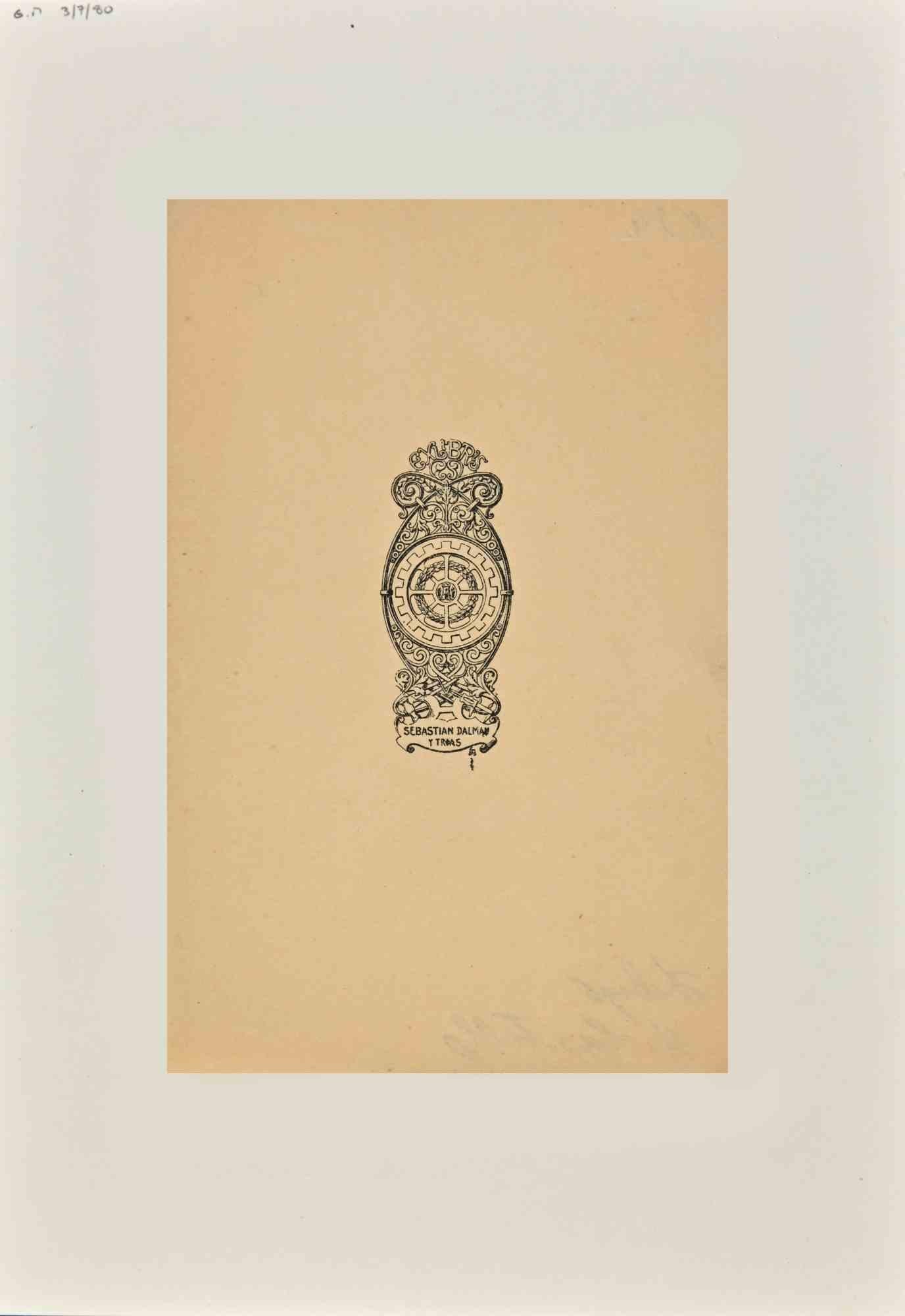 Unknown Figurative Print - Ex Libris - Sebastian Dalmar - Woodcut - Mid 20th Century
