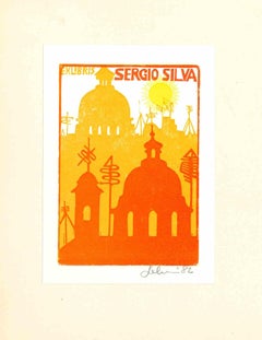 Ex Libris Sergio Silva - Original Woodcut - 1982