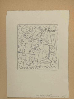 Retro Ex-Libris - Sireho Schmidta - Woodcut Print - Mid-20th Century