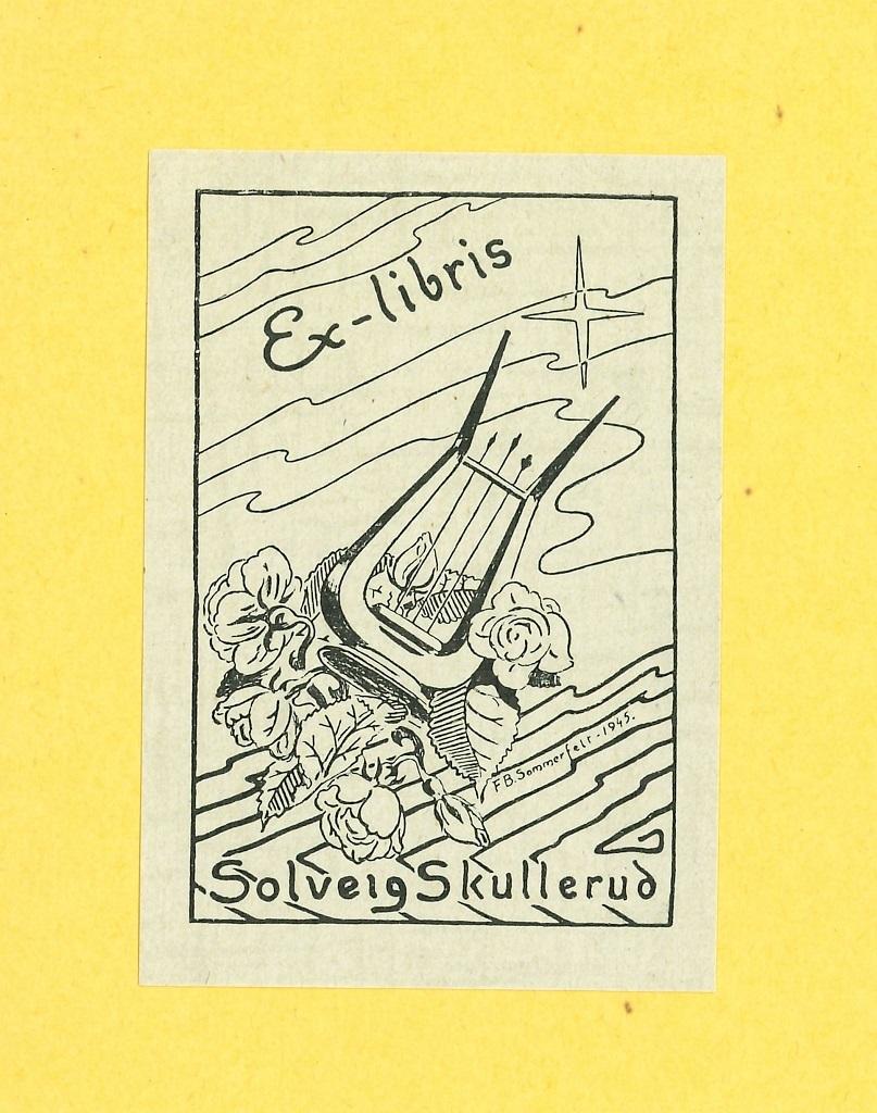 Ex Libris Solveig Skullerud - Original Woodcut Print - 1945