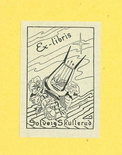 Ex Libris Solveig Skullerud - Impression sur bois originale - 1945