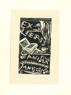 Ex Libris Stanislaw Janiszewski - Xilografía original - Mediados del siglo XX