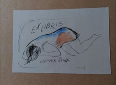 Libris Stindl - Original-Holzschnitt - 1970er Jahre