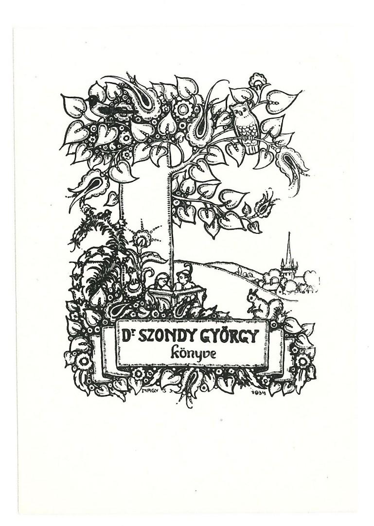 Unknown Print - Ex Libris Szondy Gyorgy - Original Lithograph - 1950s