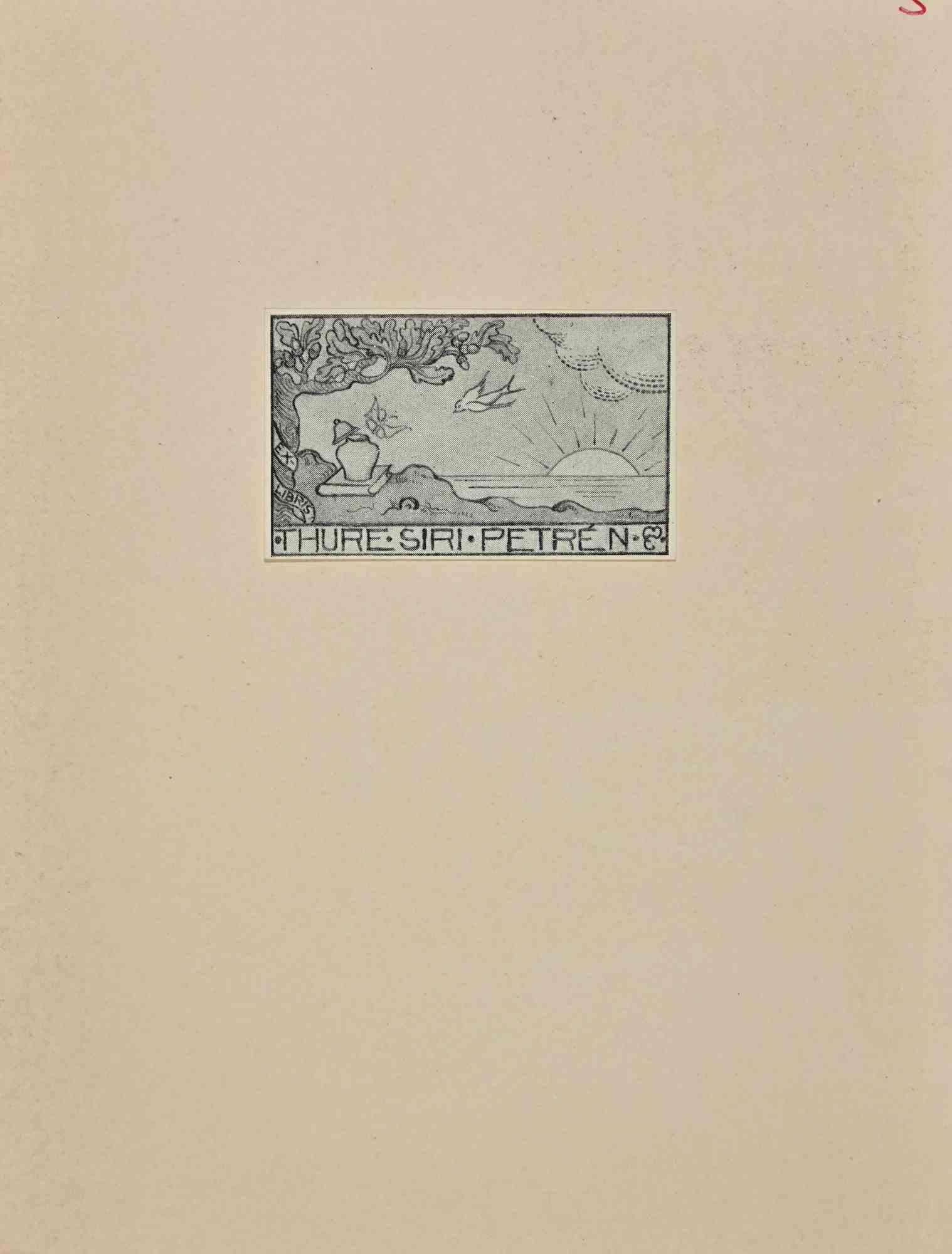 Ex Libris - Thure Siri Petrén - Woodcut - Mid 20th Century