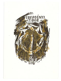 Ex Libris Tibor - Impression sur bois originale - Années 1950