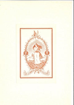 Ex Libris Tichy - Xilografia originale - Metà del XX secolo