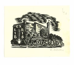 Vintage Ex Libris Tonstein - Original Woodcut - 1980s