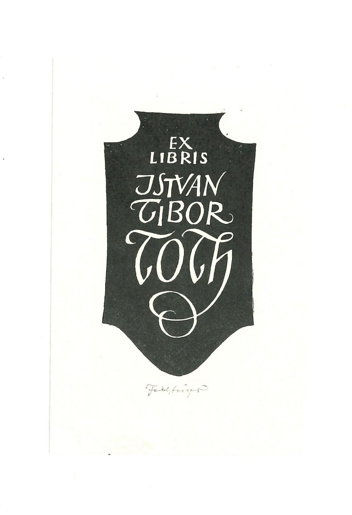 Unknown Figurative Print - Ex Libris Toth - Woodcut - 1950s