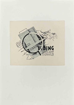 Ex Libris Uiding - Woodcut - Mid 20th Century